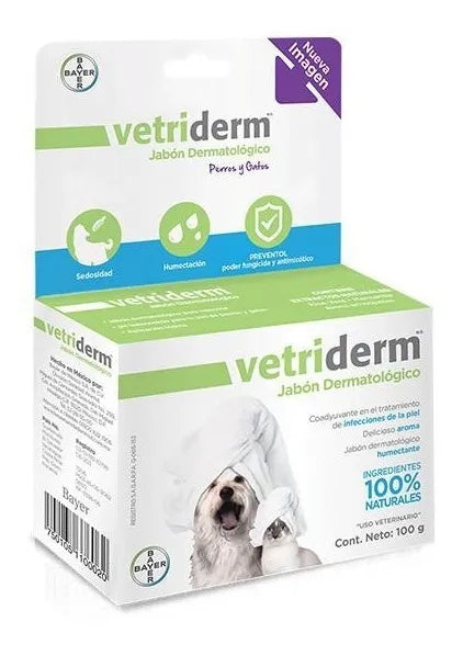 Bayer Vetriderm Jabón Dermatológico Perro y Gato 100gr