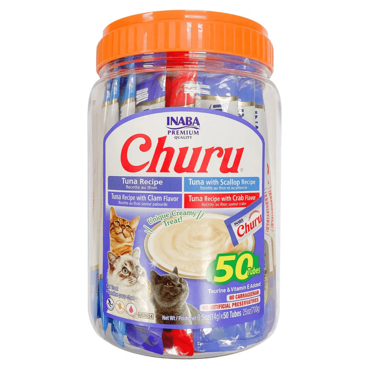 Churu Premio Para Gato Atún Y Mariscos 50 Tubos De 14 G